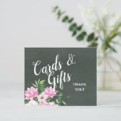 ピンクフローラクラックボードカスタムウェディングサインバジェット (スタンド正面)