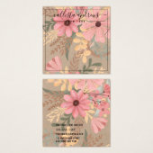 ピンクフローラクラフトカーシブネックレス表示カード (正面&裏面)