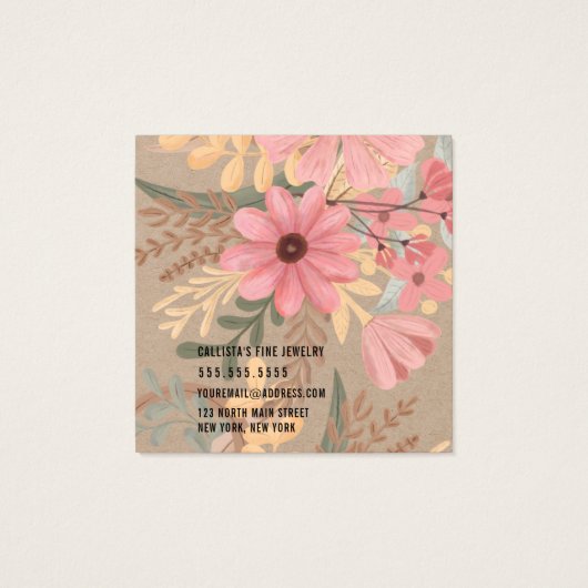 ピンクフローラクラフトカーシブネックレス表示カード (裏面)