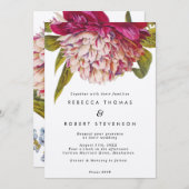 ピンクフローラクラフトヴィンテージボホ結婚式招待状 招待状 (正面/裏面)