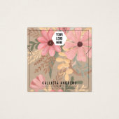 ピンクフローラクラフト紙ロゴネックレスディスプレイカード (正面)