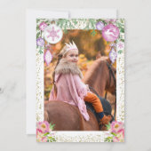 ピンクフローラクリスマスユニコーン写真サンキューカード 招待状 (裏面)