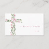 ピンクフローラクロスガールバプテスマ座席表 プレイスカード (正面)