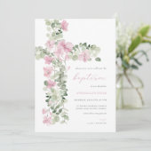 ピンクフローラクロスガールバプテスマ招待状 招待状 (スタンド正面)