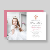 ピンクフローラクロスガール第一聖体写真 招待状