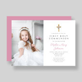 ピンクフローラクロスガール第一聖体写真 招待状