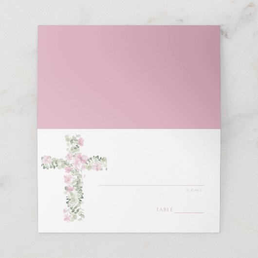 ピンクフローラクロスバプティステーブル番号座席表 プレイスカード (外部開封)