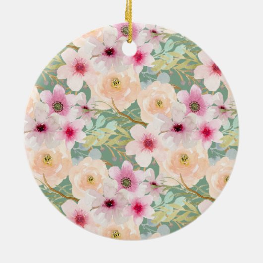 ピンクフローラクロスブーケガールバプテスマ《キリスト教》洗礼式や命名式 セラミックオーナメント (裏面)