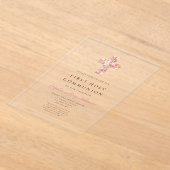 ピンクフローラクロス宗教第1聖餐式 アクリル招待状 (レイダウン)