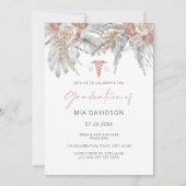 ピンクフローラグラードパーティーナース卒業 招待状 (正面)