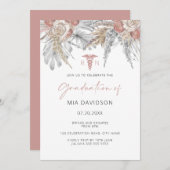 ピンクフローラグラードパーティーナース卒業 招待状 (正面/裏面)