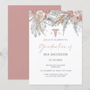 ピンクフローラグラードパーティーナース卒業 招待状