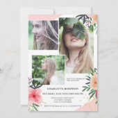 ピンクフローラグリッタースクリプト5写真2020卒業 招待状 (裏面)