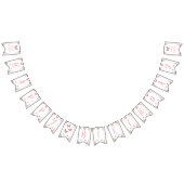 ピンクフローラグリッターバタフライ誕生日バナー バンティングフラッグ (全)