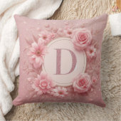 ピンクフローラグリッターモノグラム枕 クッション (ブランケット)