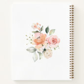 ピンクフローラグリーンの葉のベビーシャワー ノートブック (裏面)