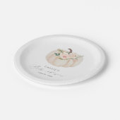 ピンクフローラグリーンカボチャ赤ちゃんシャワー ペーパープレート (アングル)