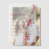 ピンクフローラグリーンフォージヌエストラボダ結婚ズ ベラム紙招待状 (オフセット (カップル))