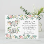 ピンクフローラグリーンリーかわいいコアラベイビーシャワーガール サンキューカード (スタンド正面)