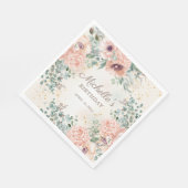ピンクフローラグリーンリーフ金ゴールドグリッター誕生日 スタンダードランチョンナプキン (角)