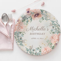 ピンクフローラグリーンリーフ金ゴールドグリッター誕生日