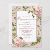 ピンクフローラグリーンリーリーフキンセアニェラ招待状 招待状 (正面)