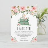ピンクフローラグリーンリー冒険ベビーシャワートラベル サンキューカード (スタンド正面)