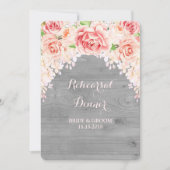 ピンクフローラグレーウッドリハーサルディナーパーティー 招待状 (正面)