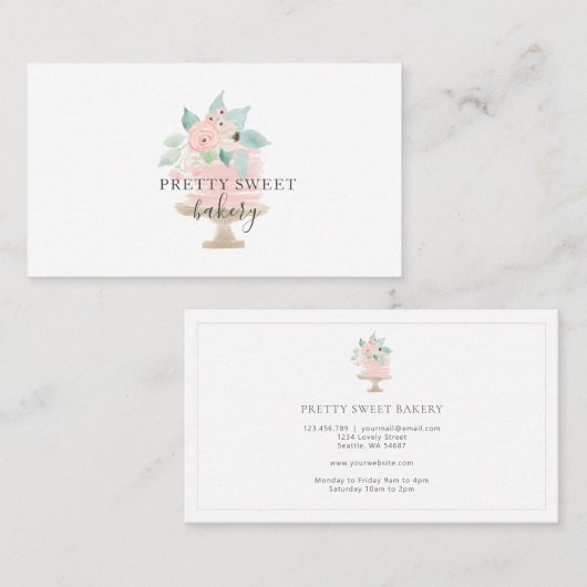 ピンクフローラケーキベーカリー名刺 名刺 (正面/裏面)