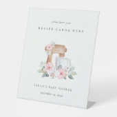 ピンクフローラケーキミキサーレシピカードベビーシャワー 台座サイン (正面)