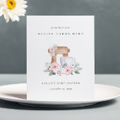 ピンクフローラケーキミキサーレシピカードベビーシャワー 台座サイン