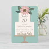 ピンクフローラケーキ誕生日パーティー 招待状 (スタンド正面)