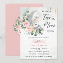 ピンクフローラコアラベア第2誕生日クレセントムーン 