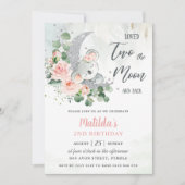 ピンクフローラコアラベア2nd誕生日クレセントムーン 招待状 (正面)