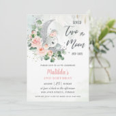 ピンクフローラコアラベア2nd誕生日クレセントムーン 招待状 (スタンド正面)