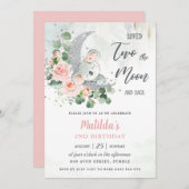 ピンクフローラコアラベア2nd誕生日クレセントムーン 招待状 (正面/裏面)