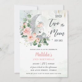 ピンクフローラコアラベア2nd誕生日クレセントムーン 招待状