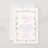 ピンクフローラコケットベビーシャワーサンキューカード サンキューカード (正面)