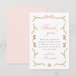 ピンクフローラコケットベビーシャワーサンキューカード サンキューカード