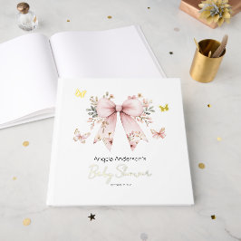 ピンクフローラコケットボウベビーシャワーゲストブック ゲストブック
