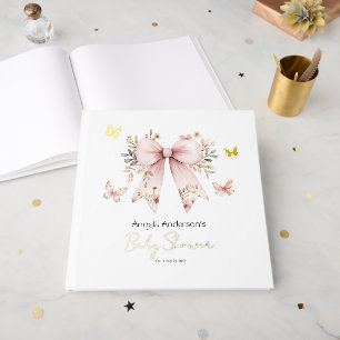 ピンクフローラコケットボウベビーシャワーゲストブック ゲストブック