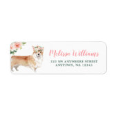 ピンクフローラコルギドッグ差出人住所ラベル ラベル (正面)
