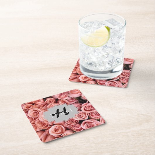 ピンクフローラコースター スクエアペーパーコースター (インサイチュ)