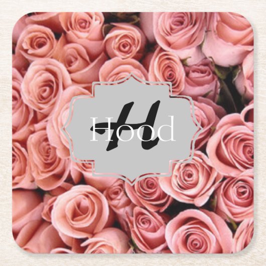 ピンクフローラコースター スクエアペーパーコースター (正面)