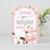 ピンクフローラコーテーマ誕生日サンキューカード 招待状 (スタンド正面)