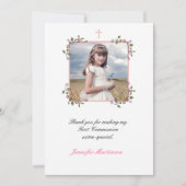 ピンクフローラコーナー、コミュニオン写真ありがとう サンキューカード (正面)