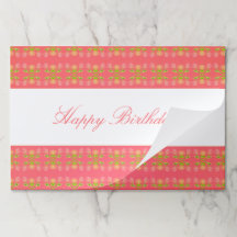 ピンクフローラコーラル紙ランチョンマット