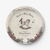 ピンクフローラゴシックの赤ちゃんシャワーロックアバイベビー ペーパープレート (正面)