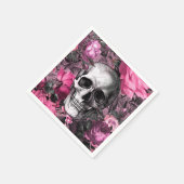 ピンクフローラゴシックスカル スタンダードカクテルナプキン (角)