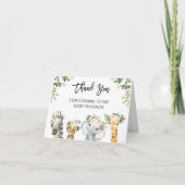 ピンクフローラサファリのベビーシャワー折り畳みありがとう  カード (正面)